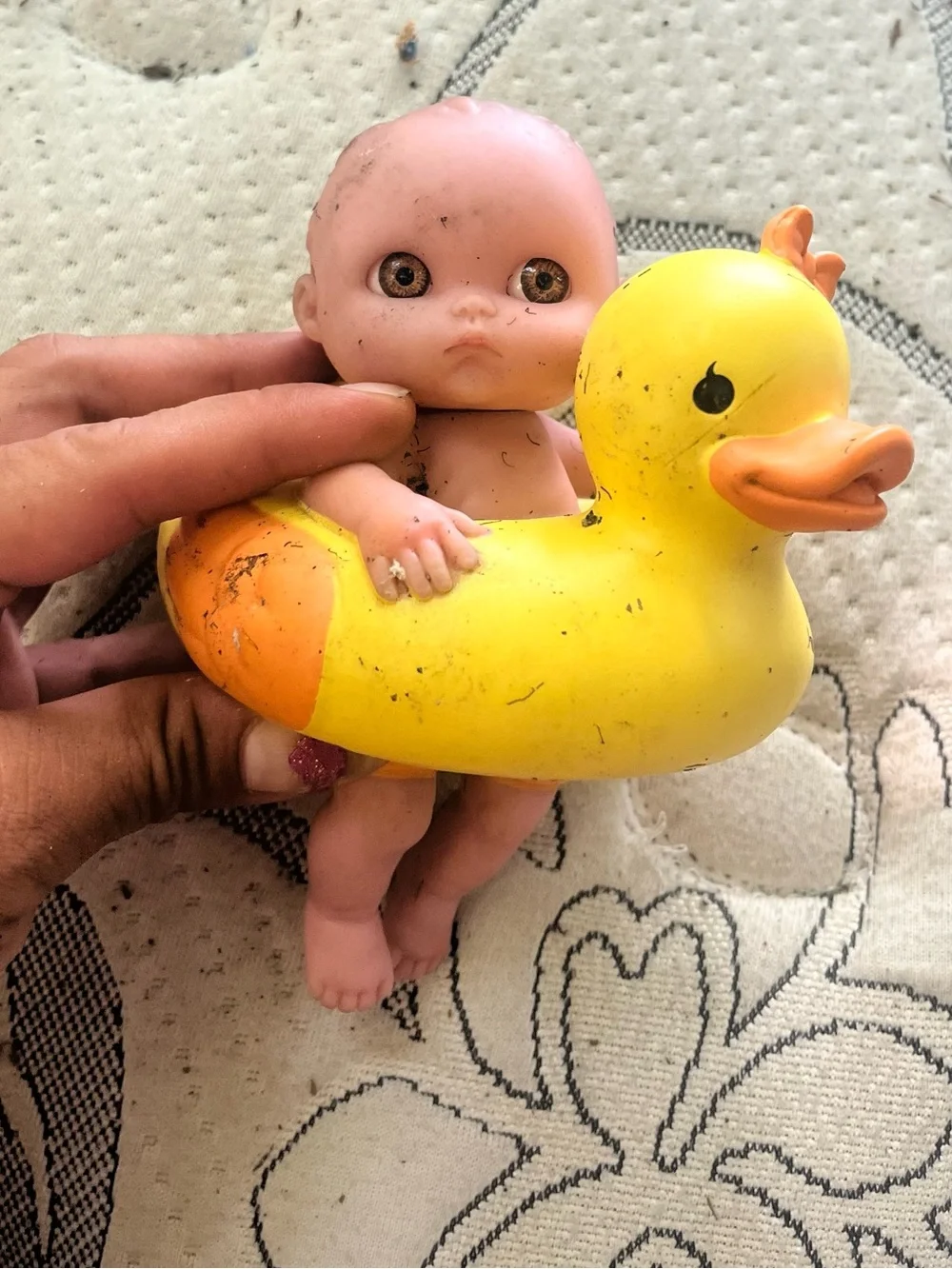 Yellow & Orange Duck Bath Toy with Doll - Kids Bath Accessory